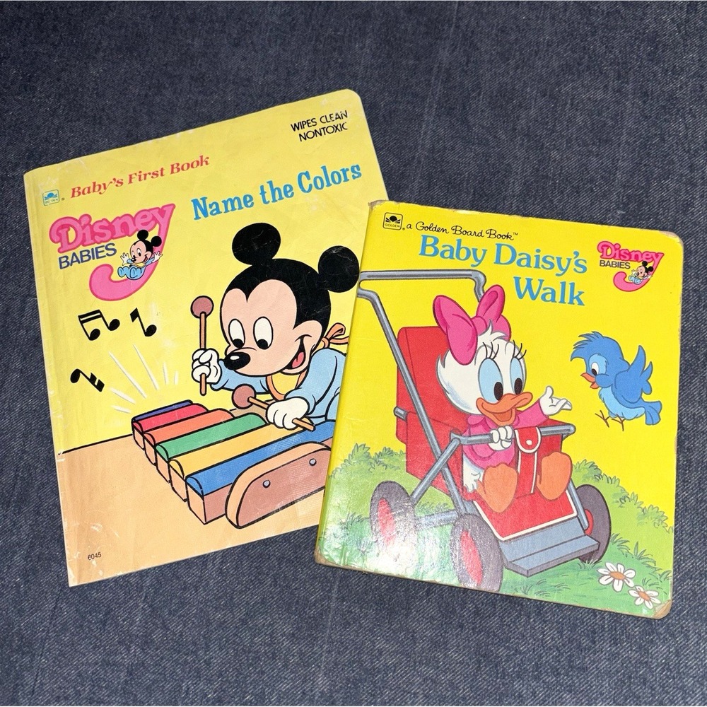 Vintage 1980s Disney Babies Golden Books Lot Baby Daisy Walk Name The Colors 80s